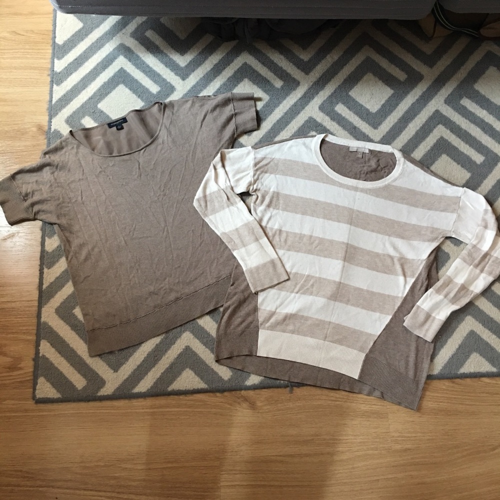 LOT OF 2 BANANA REPUBLIC SMALL SWEATERS BROWN